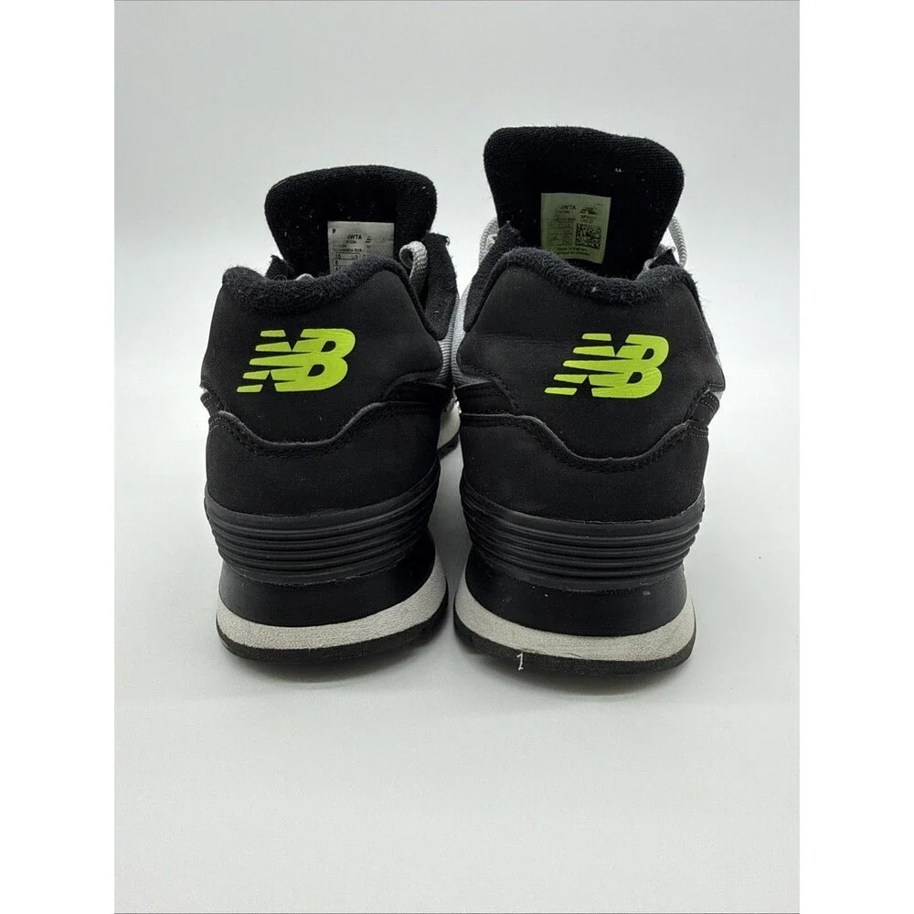 New Balance 9.5B 574 women's sneakers Shoes Gray Black Neon Yellow